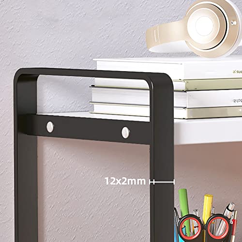 SIDIANBAN Desktop Organizer Shelf Office Storage Rack Computer Desk Bookshelf Adjustable Display Shelf for Office Supplies (Black) - color: Black Rack & Black Board