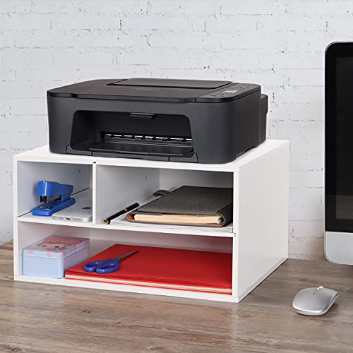EMERIT Printer Stand Shelf with Storage Wood Desk Paper Organzier for Home/Office,Printer Riser, 2 Tire - color: White, size: Medium