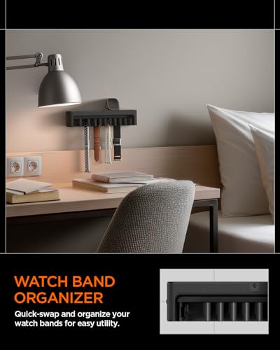 Spigen S341 Apple Watch Band Organizer Holder 10 Slots with Tray for Accessories Wall Display Rack - Black - style: Watch Band Holder