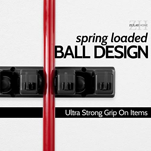 Zulay Home Mop and Broom Organizer Wall Mount - Easy to Install Mop and Broom Holder Wall Mount for Storing Cleaning Supplies - Organizer Utility Racks Mop Holder and Broom Hanger (3 Slots, Black) - color: Black, size: 3-Slot
