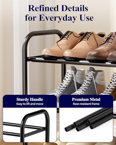 Kitsure Extendable Shoe Rack - 2-Tier Adjustable Metal Shoe Organizer, Sturdy Rust-Resistant Shoe Shelf for Entryway, Closet, or Bedroom, 17.5"–32.6" x 9.1" x 15.4", Black - color: Black, size: 2-Tiers