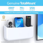 TotalMount Hole-Free Remote Holder – Eliminates Need to Drill Holes in Your Wall (Premium White Holder for 3 or 4 Remotes) - color: White