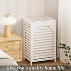 Laundry Hamper with Lid,Bamboo Large Waterproof Clothes Laundry Basket,Removable Washing Bags with Handles,clothes basket (White) - color: White
