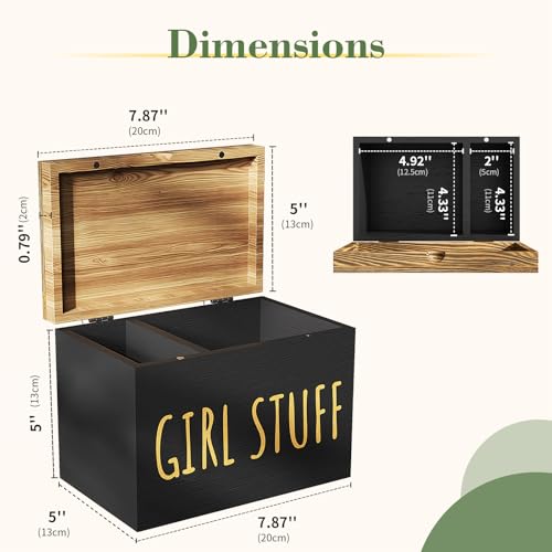 Tampon Holder for Bathroom with Hinged Lid, Feminine Product Organizer, Tampon Storage, Bathroom Period Products, Toilet Organizer, Bathroom Accessories Box for Girl Stuff (Black) - color: Black