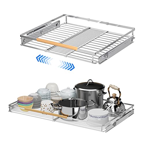 Large Pull Out Kitchen Cabinet Organizer, 22.7''-39.8''Width, Heavy Duty Slide Out Pantry Shelves Sliding Drawer Storage for Kitchen, Under Sink, Bathroom, Wardrobe, Set of 2 - color: 2 pack, size: XL(22.7''-39.8''W x 22''D)