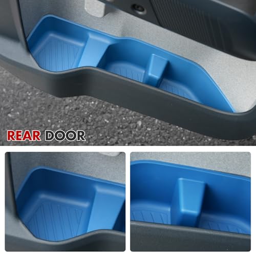 Mabett Door Side Storage Tray for Ford Maverick 2022-2025 Accessories(Not Fit 2026), TPE Front and Rear Doors Storage Insert Organizer Boxs 4PCS Set Fit Maverick(Blue) - color: Blue
