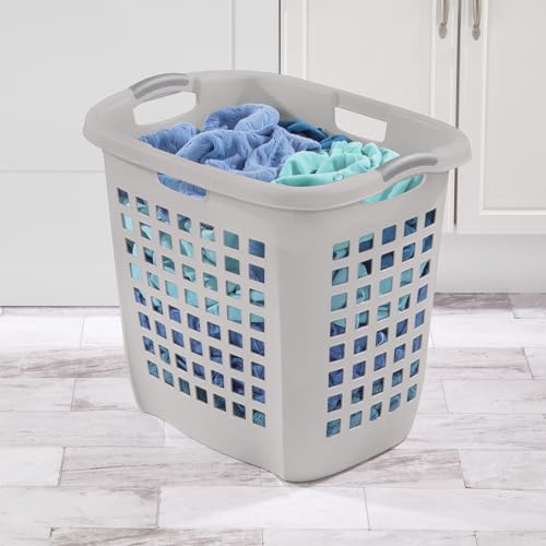 Sterilite 4-Pack 2.1 Bushel Ultra Easy Carry Hamper, Laundry Basket Organizer, Gray Pumice - Large Plastic Clothes Bin for Home, Dorm, Bathroom, and Bedroom Organization - color: Gray Pumice