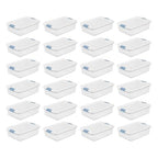Sterilite 24-Pack Latching Box, Clear Plastic Under Bed Storage Bins with Lids, 32 Quart - Large Stackable Tote Organizer Containers for Closet, Bedroom, Bathroom, and Office Organization - size: 32 Quart, style: 24 Pack