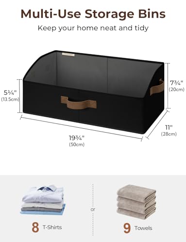 StorageWorks Closet Storage Bins, Trapezoid Organizer Box for Shelves, Fabric Clothes Bin, Foldable Organizing Baskets with Handles, Large, Black, 3-Pack - color: Black, size: Large