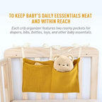 Cinaci 2pcs Cotton Pram Stroller Caddy Baby Crib Hanging Organizers Storage Pockets Nappy Diaper Bags Bedside Pockets for Milk Bottle/Soothing Toys/Wipes (Cream Set) - color: Cream and Ginger Set