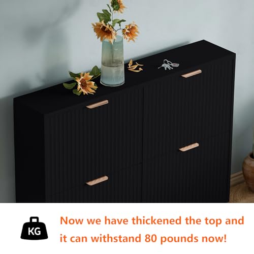 Shoe Cabinet Storage,Modern Freestanding Organizer with 4 Flip Drawers,Narrow Shoe Rack Cabinet for Entryway,Black - color: Black, size: 4-Drawers