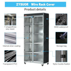 Wire Rack Cover 40"W x 18"D x 72"H – Heavy Duty Waterproof Dustproof Shelving Cover with Clear PVC Front & T-Zipper, Black Oxford Storage Organizer for Home, Laundry or Basement (No Shelves) - size: 40"Wx18"Dx72"H