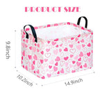 MAIZMZ Girls Gift Basket Heart Print Storage Cube for Women, Closet Shelf Organizer Bins Empty Gift Basket with Handles Nursery hamper Kids Toys Books Box Room Deco - color: Heart