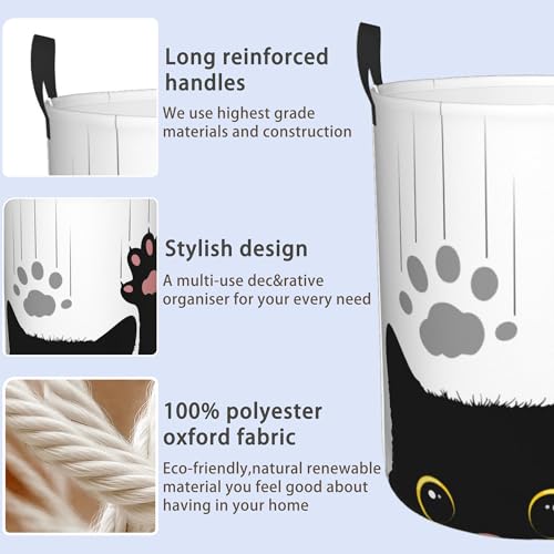 Laundry Basket, Dirty Clothes Basket, Foldable Waterproof Oxford Cloth Storage Basket for Bedroom, Bathroom, Clothes,Large Storage Basket Home Decoration(Black Cat) - color: Black Cat,Cute Funny Cat