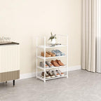 Metal Stackable Small Shoe Rack Organizer, Narrow Shoe Racks for Closets Entryway, Shoe Stand,Shoe Shelf with Handle (4-Tier-White) - size: 4-Tier-White