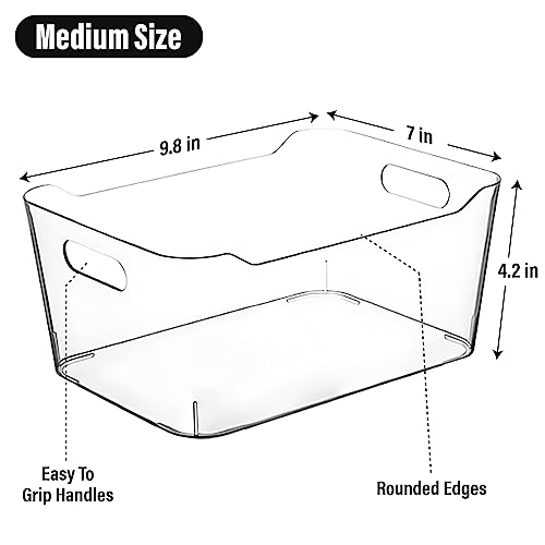 Clear Storage Bins, Pantry Organizers and Storage Containers Fridge Organizer Bins Kitchen Organization Cabinet Organizer Bin for organizing Cleaning Supplies Home Kitchen Refrigerator Containers - size: Medium