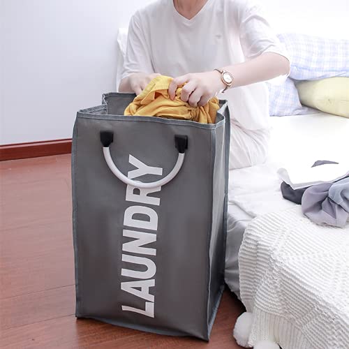 Laundry Basket, Durable Handles for Easy Carry, Collapsible Cloth Baskets, Hampers for College Dorms, Foldable Fabric Hamper Bags (Dark-Gray) - color: Dark-Gray