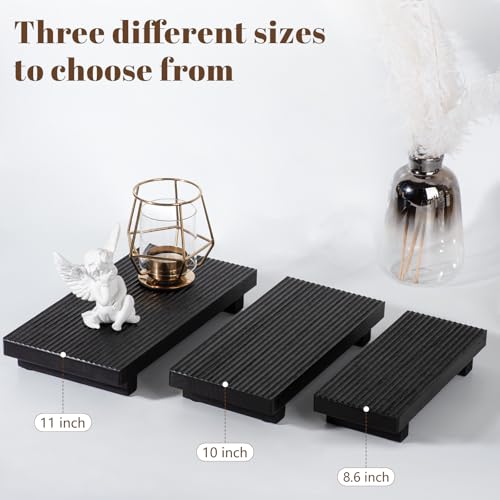 Bathroom Tray Farmhouse Decor Pedestal Stand Wood Riser Display Kitchen Accessories Soap Holder for Sink, Counter, Vanity, 8.7 * 3.6 Black - color: Black, size: 8.7" x 3.6" x 1.6"