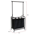 Oceanstar TLS1385 3-Bag Rolling Adjustable Hanging Bar Laundry Sorter, Bronze