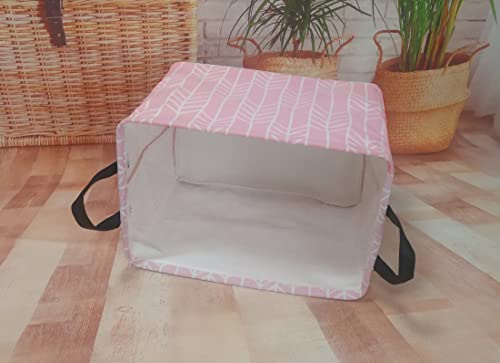 Girls Storage Basket Foldable Pink Box Baby Hamper Collapsible Organizer Bin Gift Shelf for Home and Kitchen Outdoor - color: pink arrow