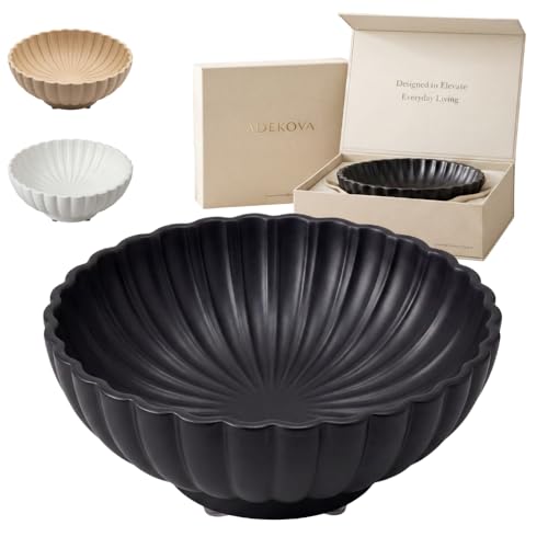Charcoal Black | Fruit Bowl | Large Decorative Concrete Bowl Design for Modern Home Decor | 12 Inch Key Bowl and Entryway Organizer | Fruit Basket for Kitchen Counter | Frutero Moderno para Cocina - color: Black