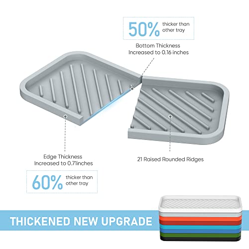 EG-SIPRO Kitchen Sink Organizer Tray,Sponge Holder for Kitchen Sink Bathroom Counter Tray Sponge Caddy Silicone Soap Holder for Soap Dispenser, Bottle, Dishwashing Accessories(2-Pack) - color: Grgr, size: 10×5.2inch