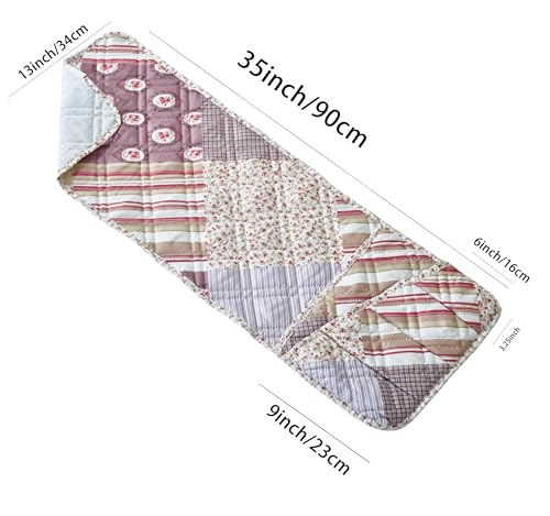 Brilliant Sunshine Pink Rosette and Stripes Patchwork Couch Armrest 5 Pockets Organizer, Slip Resistant Armchair Caddy, Washable Remote Controls Holder, Storage for Magazine, Tablet, Phone, iPad, Rose - color: Rose