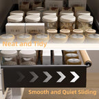Pull Out Cabinet Organizer, 15.3'' Deep Expandable Slide Out Cabinet Organizer Fixed with Adhesive Nano Film, Slide Out Drawers Pull Out Tray for Cabinet in Kitchen, Pantry, Bathroom, Black - color: Black