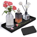 Bloss Vanity Tray with Soap Dish - 11.8x5.1inch BathroomTrays, Silicone Vanity Tray, Marble Countertop Trays, Toilet Tank Tray, Kitchen Counter Trays - color: Black, size: 11.8" x 5.1" x 0.9"