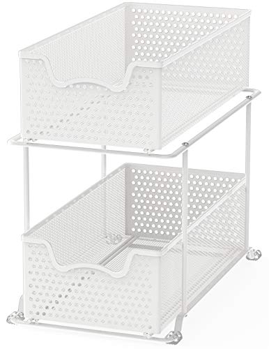 Simple Houseware 2 Tier Sliding Cabinet Basket Organizer Drawer, White - color: White, size: 1-Pack