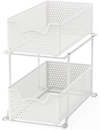 Simple Houseware 2 Tier Sliding Cabinet Basket Organizer Drawer, White - color: White, size: 1-Pack