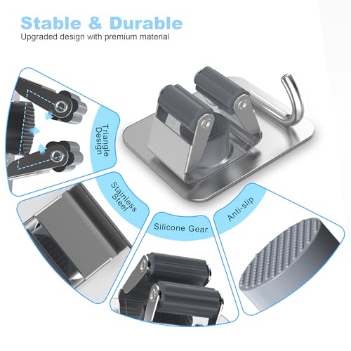 4 Pack Stainless Steel Mop and Broom Gripper with Hook, Screw Drilling or Self Adhesive Mop and Broom Holder Wall Mount, Storage Rack for Closet Laundry Garage Garden Tool Organizer, Silver - color: A-Silver, size: 4PCS Gripper