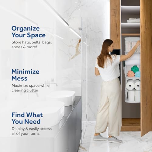 ZOBER Hanging Closet Organizer, 5-Shelf - Hanging Storage Organizer Shelves for Clothes, Towels, Toys - College Dorm Room, Nursery, & Home Closet - color: White, size: 5-Shelf