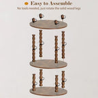 3-Tier Oval Side Table with Solid Wood Legs, Small End Table with Storage Shelves for Living Room Bedroom, Modern Night Stand Accent Table for Small Spaces, Easy Assembly - size: Oval(12.6''x15.7''x22.8'')