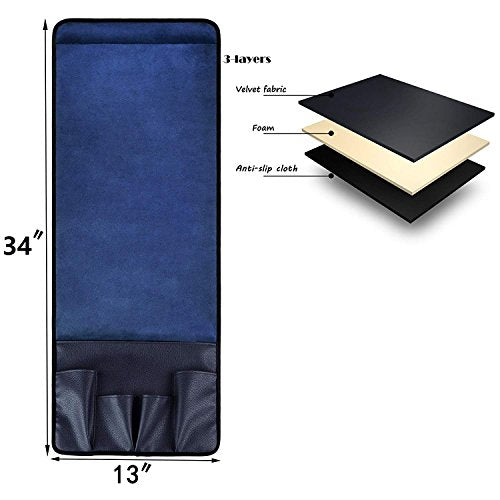 Wanty Velvet Sofa Couch Chair Armrest Soft Caddy Organizer Holder for Remote Control, Cell Phone, Book, Pencil (Blue) - color: Blue