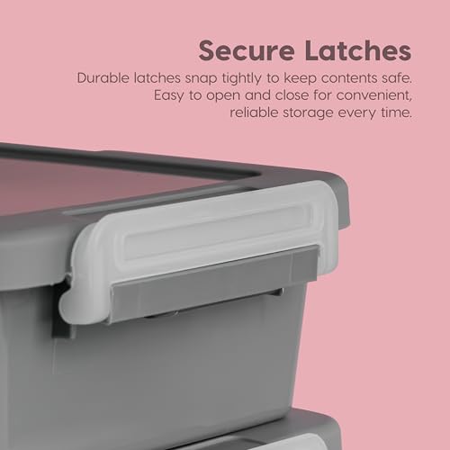 IRIS USA 6 Qt. Plastic Craft Storage Container Bins with Lids, 2 Pack, Small Art & Office Supply Organizer Tote, Sensory Bins & Boxes for Home & University, Stackable, Secure Latch Buckles, Gray - size: 6 Qt. - 2 Pack