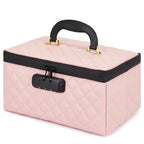 KaAutoler Portable makeup box with Lock, Large Capacity Travel Makeup Case Organizer, Makeup Bags for Girls Traveling With Handle and Divider Makeup Bag (Pink) - color: Pink