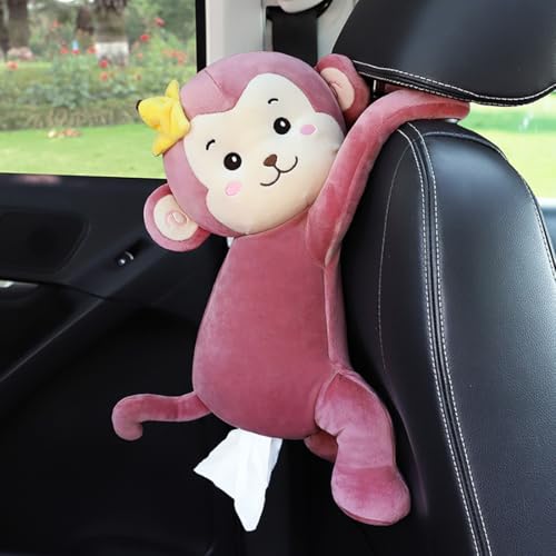 Elephant Tissue Box Cover Plush Tissue Box Holder for Car, Home, Decorative Holder/Organizer for Bathroom Vanity Countertop, Nightstands, Office Desk-Banana Monkey - color: Banana Monkey