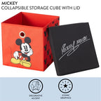 Idea Nuova Disney Mickey Mouse Collapsible Fabric Storage Cube,10” Organizer Bin with Lid for Bedroom, Playroom, and Closet - color: Mickey Mouse