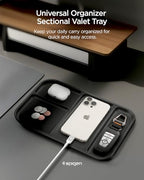 Spigen Modern Valet Tray Premium PU Storage Stylish Organizer Designed for Entryway Bedside Nightstand Desk for Key, Wallet, Watch, Phone, Jewelry, and Everyday Carry Accessories - Black (Sectional) - size: Sectional