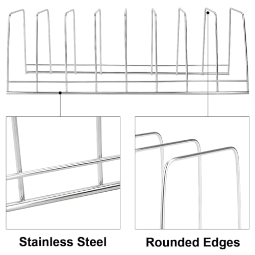 SITAKE 6 Pack Kitchen Cabinet Organizer Pot Lid Holder Stainless Steel Reusable Containers Drying Rack Stand Counter Storage Shelf for Pot Pan Dish Plate Cutting Board Serving Trays Bakeware (Silver) - color: Silver