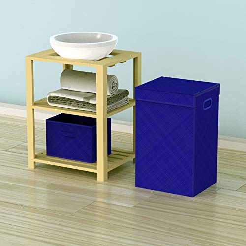 Simple Houseware Foldable Laundry Hamper Basket with Lid, Dark Blue - color: Dark Blue