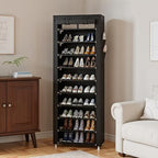UDEAR 10-Tier Free Standing Shoe Rack Sturdy Shoe Rack Organizer for Closet Entryway Stackable Shoe Shelf with Dustproof Cover,Black - color: Black