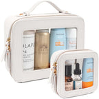 LETGO Clear Makeup Bags Set - TSA Approved Toiletry Bag with Handle Large Opening, Clear Toiletry Bags Case Pouch for Traveling Travel Car Orangizer Storage Essentials (Mini+Large White) - color: 0-Large+Mini-White