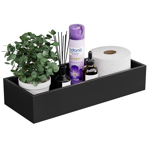 ZHWS Toilet Paper Basket, Bathroom Basket for Counter Toiletires Decor Towel TP, Back of Toilet Organizer Storage, Guest Toilet Tank Tray, Vanity Tray for Perfume Makeup Kitchen 15"x6"x3" Black - color: Black, size: 15" x 6" x 3"