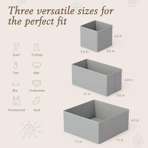 Criusia Drawer Organizers 18-Piece Set, Dresser Organizer for Baby Clothes, Foldable Closet Storage & Drawer Dividers for Underwear, Socks, Nursery (Gray) - color: Gray