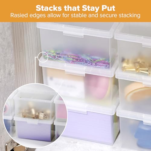 Bostitch Konnect Storage Containers with Lids, Office Organizer, Clear Plastic Box, Stackable for Index Cards, Labels, 1 Qt - size: Single