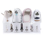 HOMOKUS 20 Pack Shoe Slots Organizer,3-Level Flexible Adjustable Shoe Stackers,Slip-on Shoe Rack,Double Layer Shoe Tray Organizer Holder with 3 Different Height,Space-Saving Shoe Holders (White) - color: White