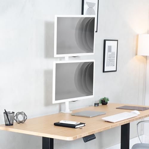 VIVO Dual Monitor Desk Mount Stand with Height Adjustment and VESA Plates for 2 LCD Ultrawide Screens up to 34 inches, Stacked Array, STAND-V002RW - color: White, size: up to 34" screens