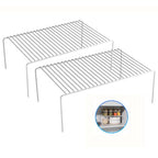 Large(15.7 x 9.4 inch)White Cabinet Storage Shelf Rack Set of 2, Rustproof Metal Wire Kitchen Counter Organizers and Storage, Spice Organization for Cabinet, Plate, Dish, Pantry, Bathroom, Fridge - size: 2Pack-White-15.7 x 9.4 inch